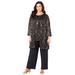 Plus Size Women's Luna Lace 3-Piece Pant Set by Catherines in Black Gold (Size 22 W)