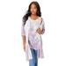 Plus Size Women's Printed Duster Cardigan & Tank Set by Roaman's in Warm Paisley Print (Size 12)