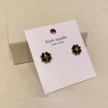 Kate Spade Jewelry | Kate Spade New York Floral Enamel Studs Earrings Yellow Gold / Black Nwt | Color: Black/Gold | Size: Black/Gold