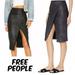 Free People Skirts | Free People Whitney Faux Suede Black Pencil Midi Skirt W/ Sexy Front Slit Sz Xs | Color: Black | Size: Xs