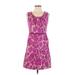 Ann Taylor LOFT Casual Dress - A-Line: Purple Batik Dresses - Women's Size 4 Petite