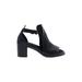 otBt Heels: Slip-on Chunky Heel Minimalist Black Print Shoes - Women's Size 8 1/2 - Open Toe