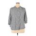 Old Navy 3/4 Sleeve Button Down Shirt: Gray Stripes Tops - Women's Size 1X Plus