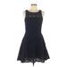 BB Dakota Casual Dress - Mini Scoop Neck Sleeveless: Blue Solid Dresses - Women's Size 6