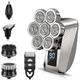 Vexloria Head Shavers for Men,7D Rechargeable Rotary Shaver, 5 in 1 Grooming Kit, IPX7 Waterproof Head Shaver for Bald Men, Wet/Dry Shaver Hair Trimmer with LED Display, USB Charging, Storage Bag