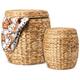 Suzile 2 Pcs Barrel Storage Tub with Lid Water Hyacinth Storage Basket Blanket Basket with Lid Woven Plant Basket Woven Water Hyacinth Basket for Bedroom, Living Room, Laundry, Groceries, Toy Storage