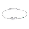 Infinity Ankle Bracelet for Women, 925 Sterling Silver Charm Adjustable Anklet 9+2'' (Simulated Emerald)