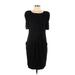 Rachel Roy Signature Casual Dress - Sheath Scoop Neck Short sleeves: Black Solid Dresses - Women's Size 10