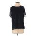 Vince Camuto Short Sleeve Top Black Crew Neck Tops - Women's Size Small