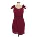 BCBGeneration Casual Dress - Sheath Scoop Neck Short sleeves: Burgundy Print Dresses - Women's Size 6