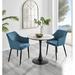 East Urban Home White Marble Effect Round Dining Table & 2 Luxury Velvet Dining Chairs Wood/Upholstered/Metal in Brown/White | Wayfair