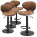 Wade Logan® 4 Pieces Bar Stools Adjustable Swivel Barstools, Modern Dining Counter Height Bar Chairs Upholstered in Brown | Wayfair