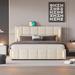 Ivy Bronx Kaysaan Queen Tufted Storage Standard Bed Wood & /Upholstered/Linen in Brown | 43.7 H x 65.4 W x 83.3 D in | Wayfair