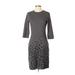 J. McLaughlin Cocktail Dress - Sheath High Neck 3/4 sleeves: Gray Leopard Print Dresses - Women's Size X-Small