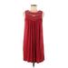 Ann Taylor LOFT Casual Dress - Shift Crew Neck Sleeveless: Red Solid Dresses - Women's Size Small