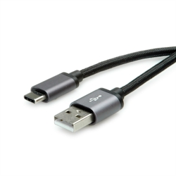 ROLINE USB 2.0 Kabel, Typ C - Typ A, ST/ST, schwarz, 0,8 m Image