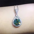 Huitan Green CZ collana con ciondolo a forma di goccia d'acqua accessori Vintage donna per la festa