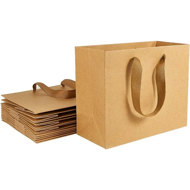 Confezione da 10 sacchetti per la spesa in carta Kraft 7 x 8,6 x 4,3 pollici Sacchetti di carta con manici Sacchetti regalo Sacchetti per feste Sacchetti con manico al dettaglio