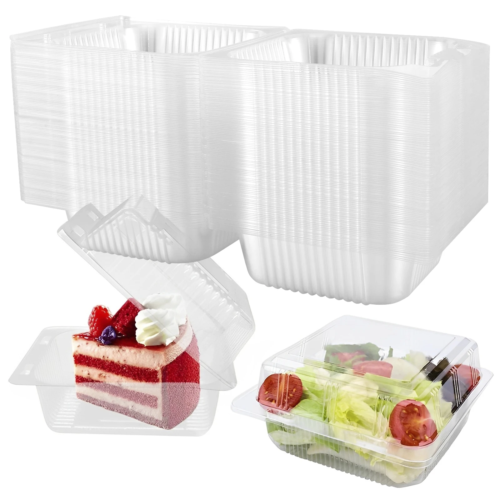 Scatole per fette di torta da 100 pezzi Scatole quadrate per cheesecake Contenitore per fette di cupcake con coperchio Porta torta triangolare per matrimoni da forno