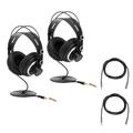 2 Pack Passenger Series TAPH500 Professional Closed-Back Studio Monitoring Headphones with 2x Stereo Mini M to F Headset Extension Cable