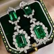 Huitan Luxus elegante grüne Zirkonia baumeln Ohrringe für Frauen neuen Artikel Hochzeit Verlobung