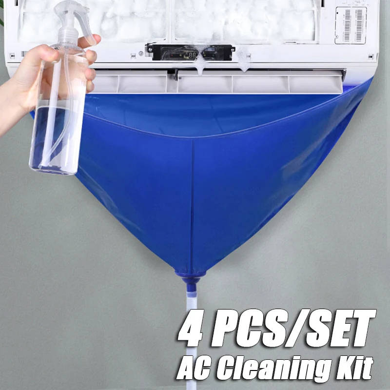 4-teiliges Klimaanlagen-Reinigungsset, wasserdichtes, an der Wand montiertes Split-Klimaanlagen-Reinigungswerkzeug, automatisches Abfluss-Reinigungswerkzeug Image