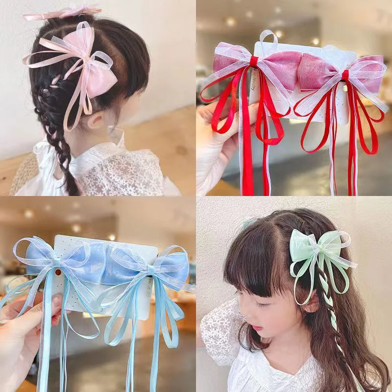Neue Chinesische Stil Bogen Quaste Streamer Schöne Haarnadeln Kinder Süße Mädchen Haar Clips Frauen Barrettes Grips Haar Zubehör Image