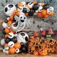 94 Stück Halloween Ballon Kranz Bogen mit schwarzen und orange farbenen bunten Konfetti Augapfel