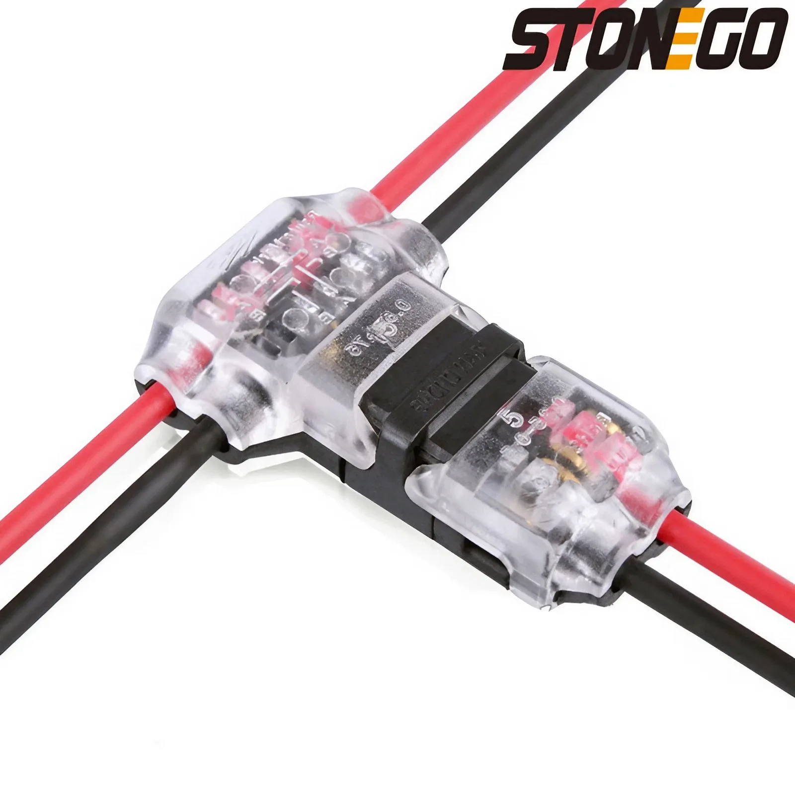 STONEGO T Typ 2pin Quick Splice Scotch Lock Draht Stecker für Terminals Crimp 22-18AWG Verdrahtung LED Streifen Auto Audio Kabel Image