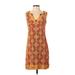 Hale Bob Casual Dress - Mini V Neck Sleeveless: Orange Dresses - Women's Size Small