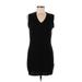 No Comment Casual Dress - Mini V-Neck Sleeveless: Black Solid Dresses - Women's Size Medium