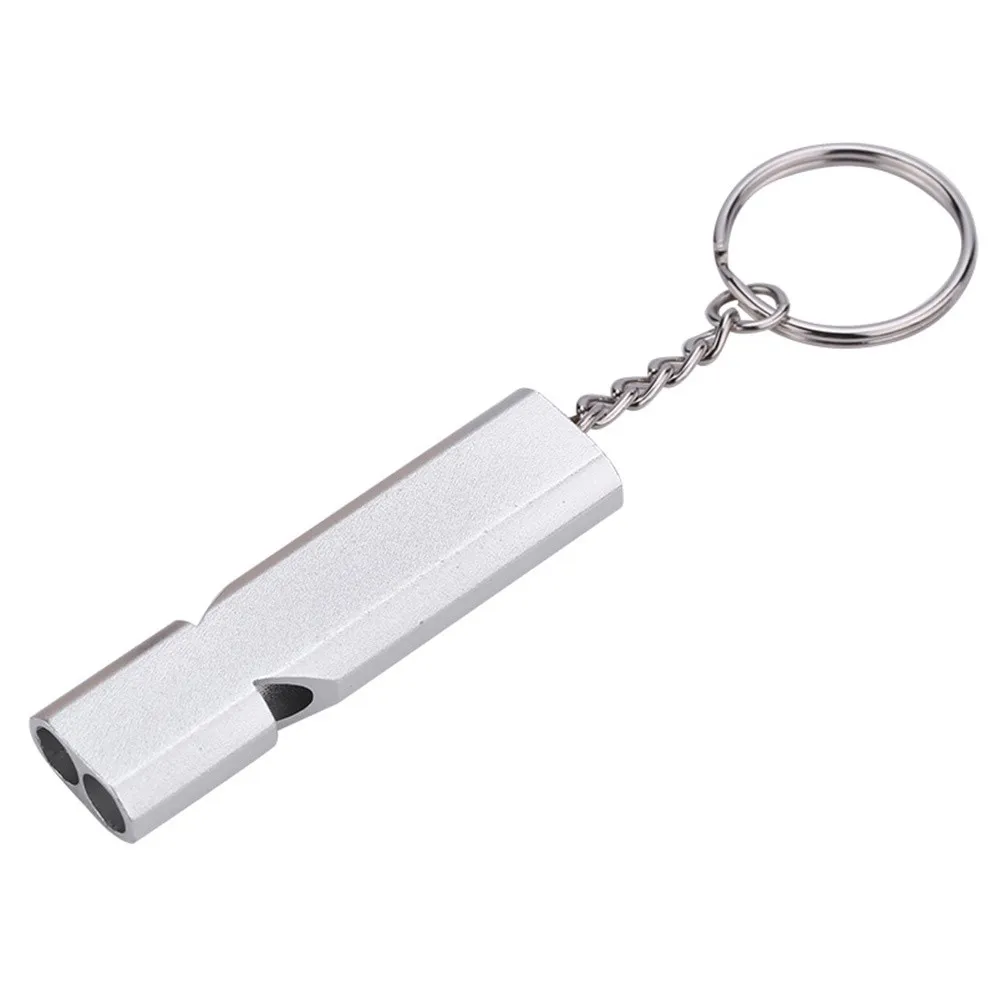 120db Outdoor Survival SOS Pfeife Aluminium Camping Wandern Schlüssel bund tragbare Dual-Tube Survival Whistle Camping Teile Image