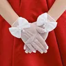 Kinder Mädchen weiß schwarz Mesh Bogen Spitze Handschuhe Party liefert Geburtstags zeremonie Krönung