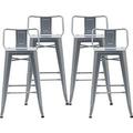 HBBOOMLIFE Changjie Metal Barstools Set of 4 Industrial Stools Counter Stools with Backs Indoor-Outdoor Counter Height Stools (26 inch Silver)