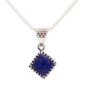 Lapis Rhombus,'Artisan Crafted Lapis Lazuli Pendant Necklace from Mexico'