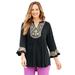 Plus Size Women's Puff Print Top by Catherines in Black (Size 0X)