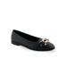 Wide Width Women's Bia Casual Flat by Aerosoles in Black Leather (Size 10 W)