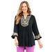 Plus Size Women's Puff Print Top by Catherines in Black (Size 3X)