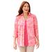 Plus Size Women's Print Button-Front Shirt by Catherines in Berry Pink Wax Print (Size 4X)