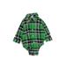 Baby Gap Long Sleeve Onesie: Green Print Bottoms - Size 6-12 Month