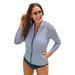 Plus Size Women's Chlorine-Resistant Zip Hoodie by Swimsuits For All in Navy Stripe (Size 22)