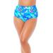 Plus Size Women's High Waist Hot Pant Brief by Swimsuits For All in Blue Watercolor Florals (Size 18)