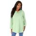 Plus Size Women's Lace Henley Top by Roaman's in Green Mint (Size 12)