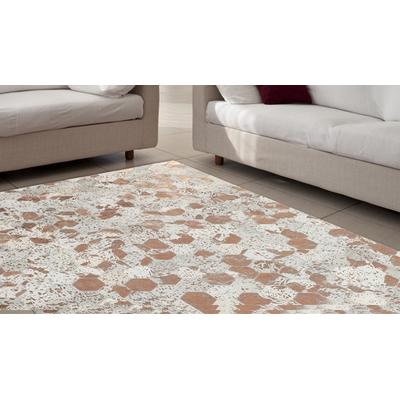 Teppich KAYOOM "Spark 210", weiß (elfenbein, chrom), B:80cm H:8mm L:150cm, Rindsleder, Teppiche, 100% Leder, Unikat, fusselarm, Allergiker & Fußbodenheizung geeignet Image