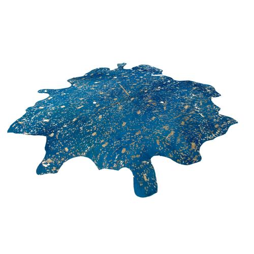 "Fellteppich KAYOOM ""Glam 410 Lederteppich"" Teppiche Gr. B/L: 120 cm x 190 cm, 3 mm, 1 St., blau (blau, gold) Esszimmerteppiche"