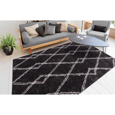 Teppich ME GUSTA "Orlando 125", grau (anthrazit), B:80cm H:27mm L:150cm, Polyester, Teppiche, Weicher Hochflorteppich, dezent gestaltet,Fußbodenheizung geeignet Image