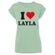 T-Shirt MERCHCODE "Damen Ladies I Love Layla T-Shirt" Gr. XS, grün (neomint) Herren Shirts T-Shirts