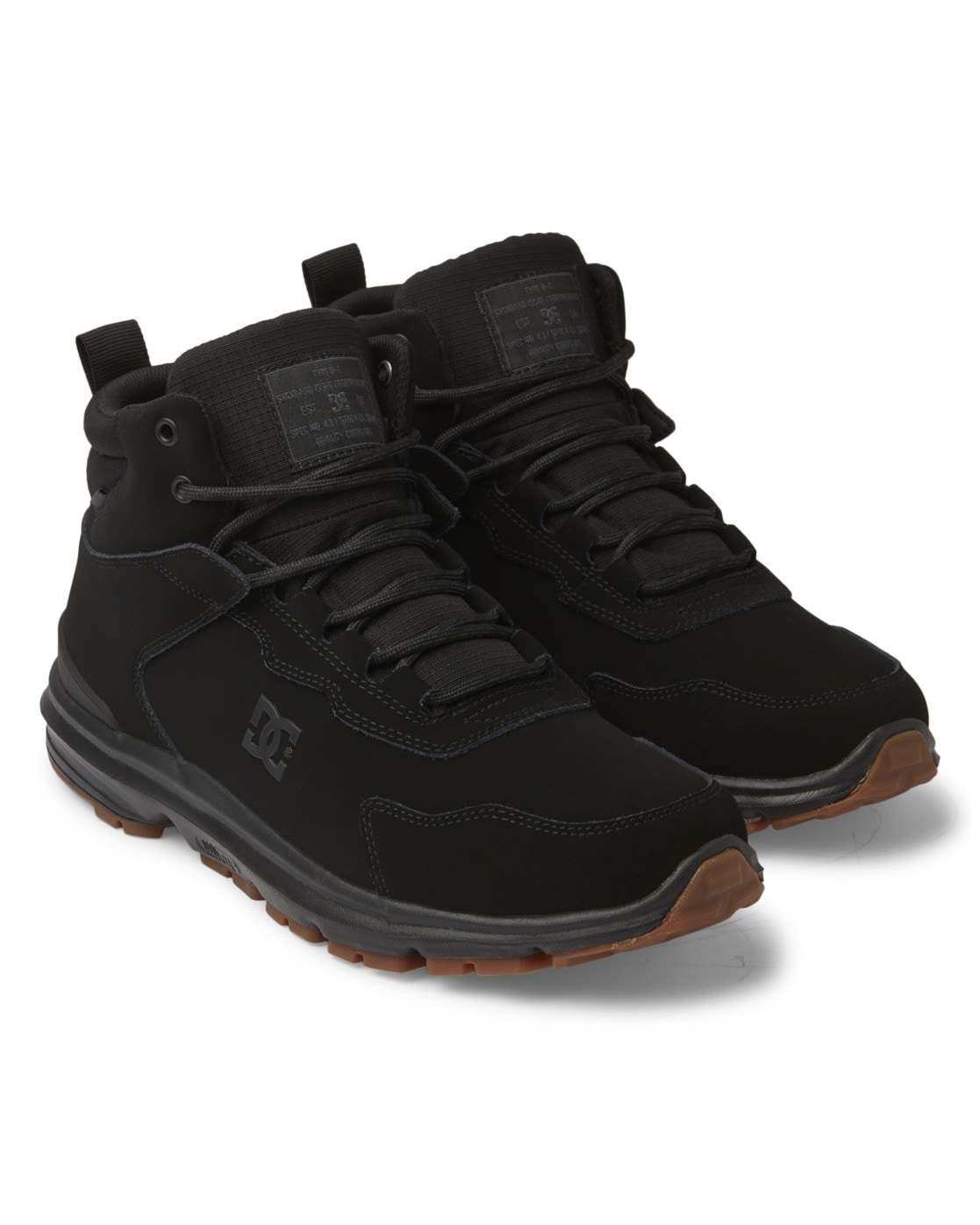Stiefel DC SHOES "Mutiny", Gr. 12(46), schwarz (schwarz, schwarz, schwarz), Obermaterial: Leder (Kuh) / Futter: Textil / Außensohle: Gummi, Schuhe