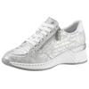 Sneaker RIEKER, Damen, Gr. 37, silber (silberfarben, metallic), Lederimitat, metallic, sportlich, Schuhe Sneaker, mit Lettern bedruckt, Freizeitschuh, Halbschuh, Schnürschuh
