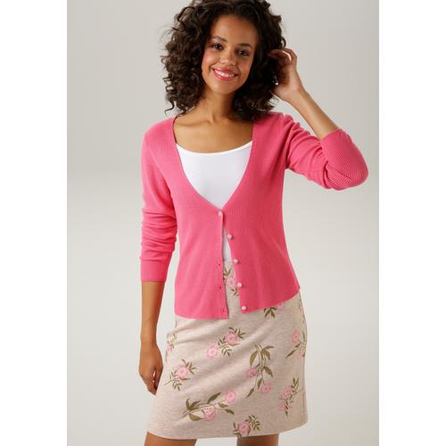 Strickjacke ANISTON CASUAL Gr. 34, pink Damen Strickjacken in trendiger Farbpalette